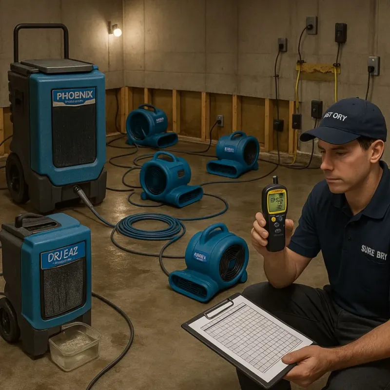 Structural Drying and Dehumidification process in East Port Orchard, WA